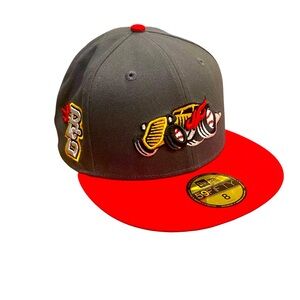 New Era‎ Cap Bowling Green Hot Rods 59FIFTY Fitted Hat Cap Size 8 Gray & Red NWT